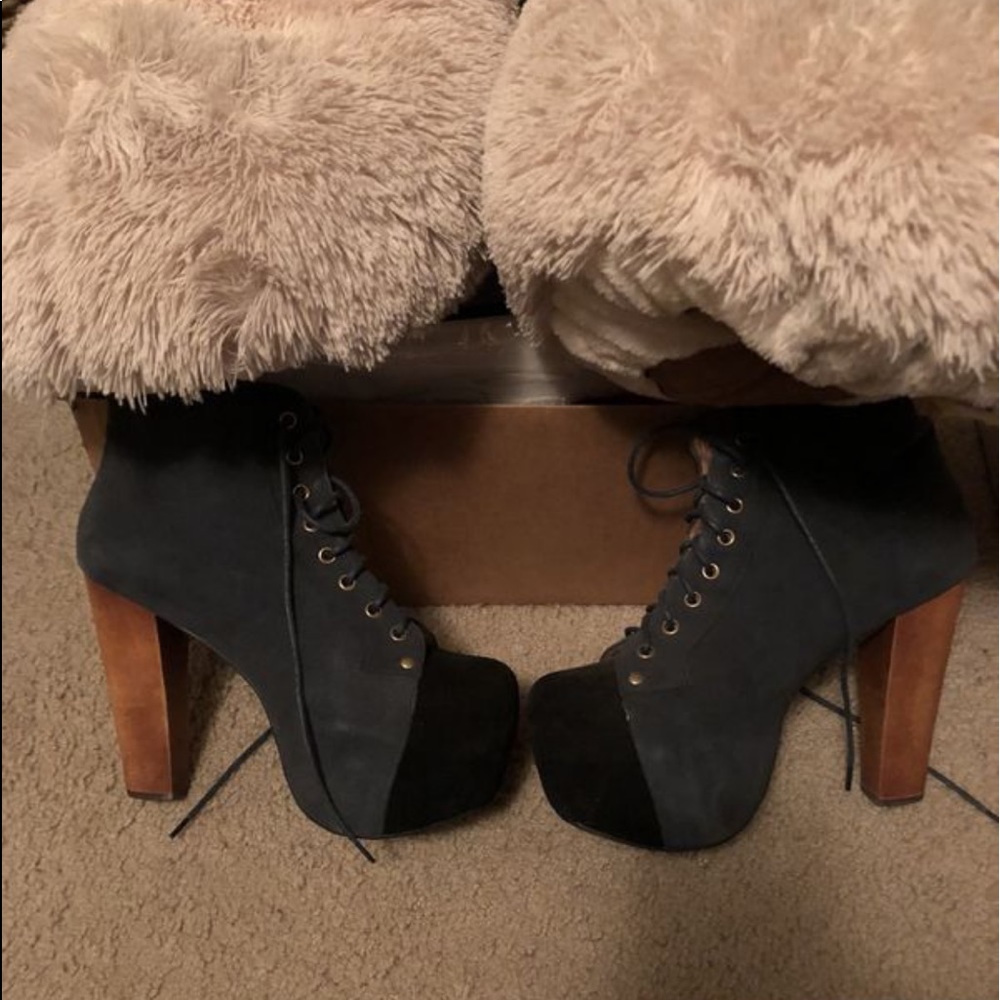 COPY - Jeffrey Campbell Blue Suede Platforms